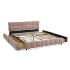 MAYEERTY Letto imbottito Queen Size, giroletto imbottito, testiera, struttura letto solida con cassetto portaoggetti, rosa