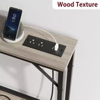 Tavolo Consolle con Stazione di Ricarica, Scrivania Lunga e Sottile Dietro il Divano con Prese di Corrente e Porte USB, Tavolo d'Ingresso Sottile per Ingresso, Soggiorno, Corridoio
