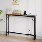Console Table with Charging Station,Narrow Long Behind Couch Desk with Power Outlets and USB Ports,Thin Entry Desk for Entryway,Living Room,Hallway