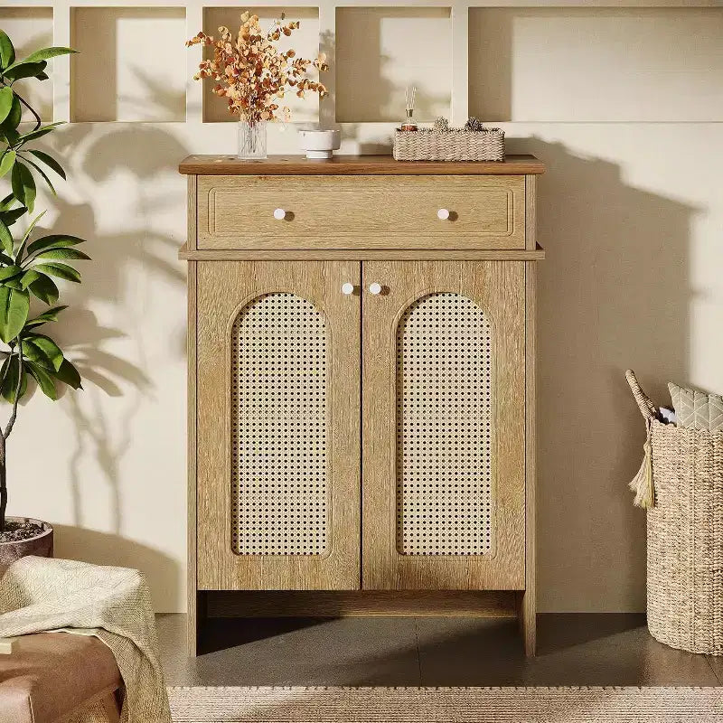 Lantine 43.3 Shoe Cabinet with Doors, 6-Tier Shoe Rack with Drawer and Adjustable Shelves for Entryway, Hallway, Bedroom