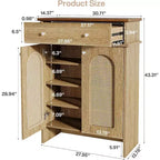 Lantine 43.3 Scarpiera con Ante, Scarpiera a 6 Livelli con Cassetto e Ripiani Regolabili per Ingresso, Corridoio, Camera da Letto
