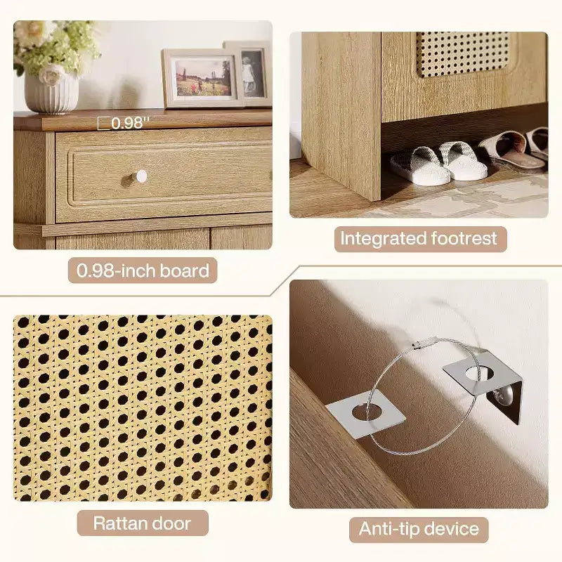 Lantine 43.3 Scarpiera con Ante, Scarpiera a 6 Livelli con Cassetto e Ripiani Regolabili per Ingresso, Corridoio, Camera da Letto