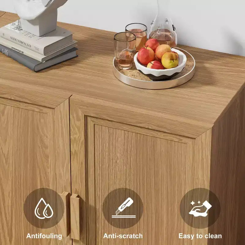 Mobile dispensa da cucina in legno nero da 72" con ripiani regolabili e 2 ante per soggiorno