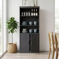 72 Black Wooden Kitchen Pantry Cabinet with Adjustable Shelves and 2 Doors for Living Room