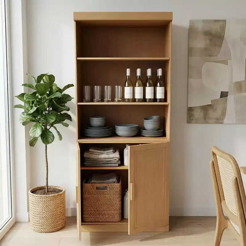 Mobile dispensa da cucina in legno nero da 72" con ripiani regolabili e 2 ante per soggiorno