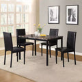 GDFStudio Nolan 5 Piece Metal Frame Dining Set with Faux Marble Tabletop