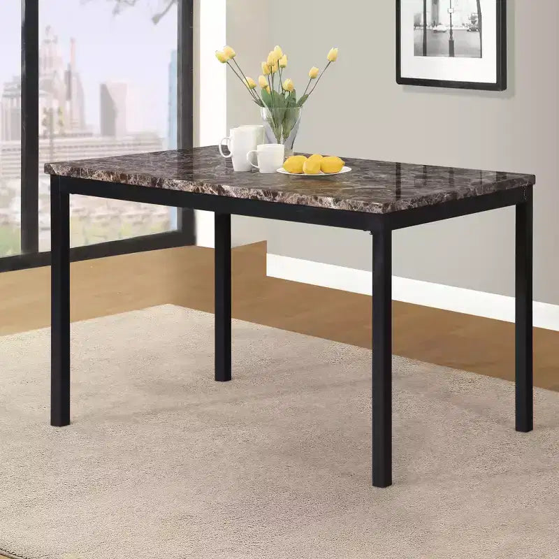 Set da pranzo GDFStudio Nolan da 5 pezzi con struttura in metallo e piano in finto marmo