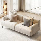 Divano moderno da 110.2 pollici a 4 posti con seduta profonda, 4 cuscini schienale e 2 cuscini decorativi, gambe in metallo, beige per soggiorno