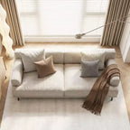 Divano moderno da 110.2 pollici a 4 posti con seduta profonda, 4 cuscini schienale e 2 cuscini decorativi, gambe in metallo, beige per soggiorno