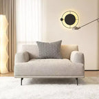 110.2 Inch Modern Sofa 4 Seater Deep Seat Couch with 4 Back Cushions and 2 Throw Pillows Metal Legs Living Room Beige