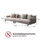 Divano moderno da 110.2 pollici a 4 posti con seduta profonda, 4 cuscini schienale e 2 cuscini decorativi, gambe in metallo, beige per soggiorno
