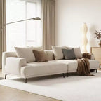 Divano moderno da 110.2 pollici a 4 posti con seduta profonda, 4 cuscini schienale e 2 cuscini decorativi, gambe in metallo, beige per soggiorno