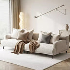 Divano moderno da 110.2 pollici a 4 posti con seduta profonda, 4 cuscini schienale e 2 cuscini decorativi, gambe in metallo, beige per soggiorno