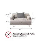 Divano moderno da 110.2 pollici a 4 posti con seduta profonda, 4 cuscini schienale e 2 cuscini decorativi, gambe in metallo, beige per soggiorno