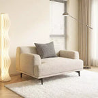Divano moderno da 110.2 pollici a 4 posti con seduta profonda, 4 cuscini schienale e 2 cuscini decorativi, gambe in metallo, beige per soggiorno