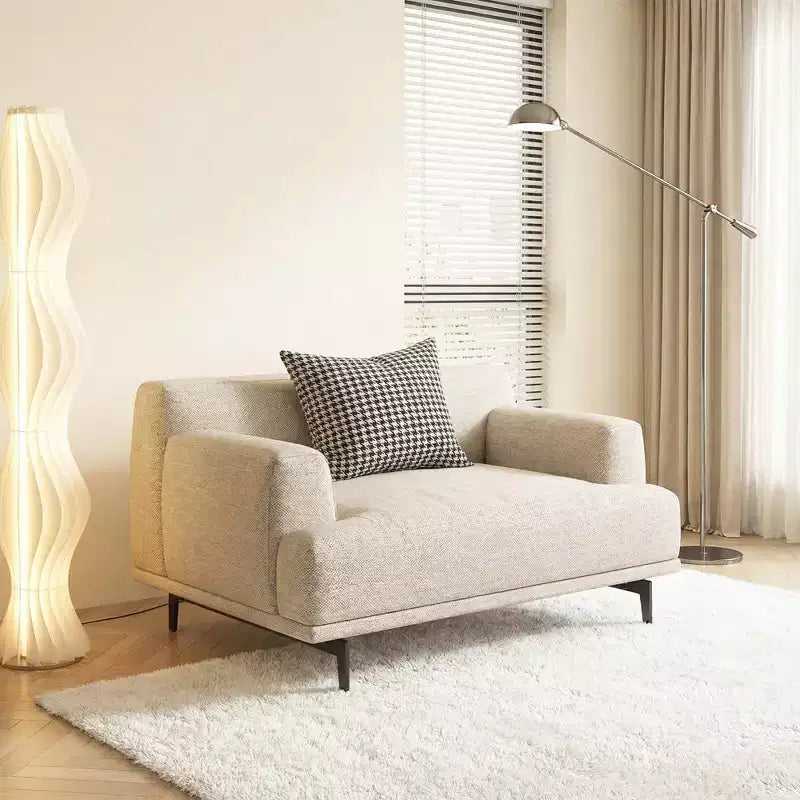 Divano moderno da 110.2 pollici a 4 posti con seduta profonda, 4 cuscini schienale e 2 cuscini decorativi, gambe in metallo, beige per soggiorno