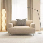 Divano moderno da 110.2 pollici a 4 posti con seduta profonda, 4 cuscini schienale e 2 cuscini decorativi, gambe in metallo, beige per soggiorno