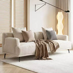 Divano moderno da 110.2 pollici a 4 posti con seduta profonda, 4 cuscini schienale e 2 cuscini decorativi, gambe in metallo, beige per soggiorno