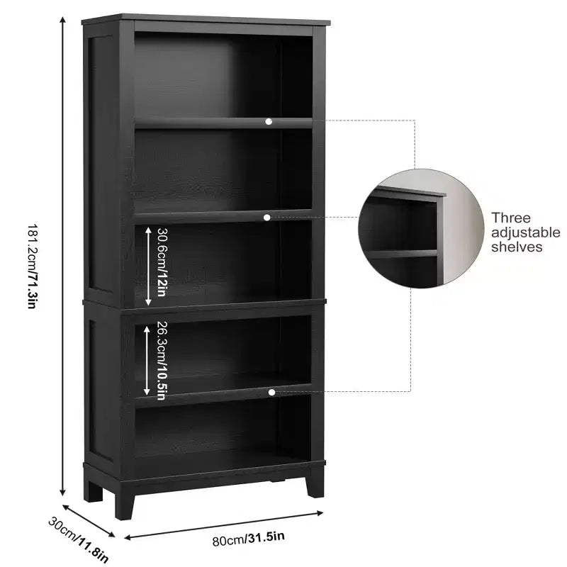 COZONY Set di 2 Librerie a 5 Ripiani - Libreria Stretta Alta 180cm con Ripiani Regolabili e Gambe in Legno, per Soggiorno, Ufficio, Camera da Letto