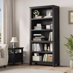 COZONY Set di 2 Librerie a 5 Ripiani - Libreria Stretta Alta 180cm con Ripiani Regolabili e Gambe in Legno, per Soggiorno, Ufficio, Camera da Letto