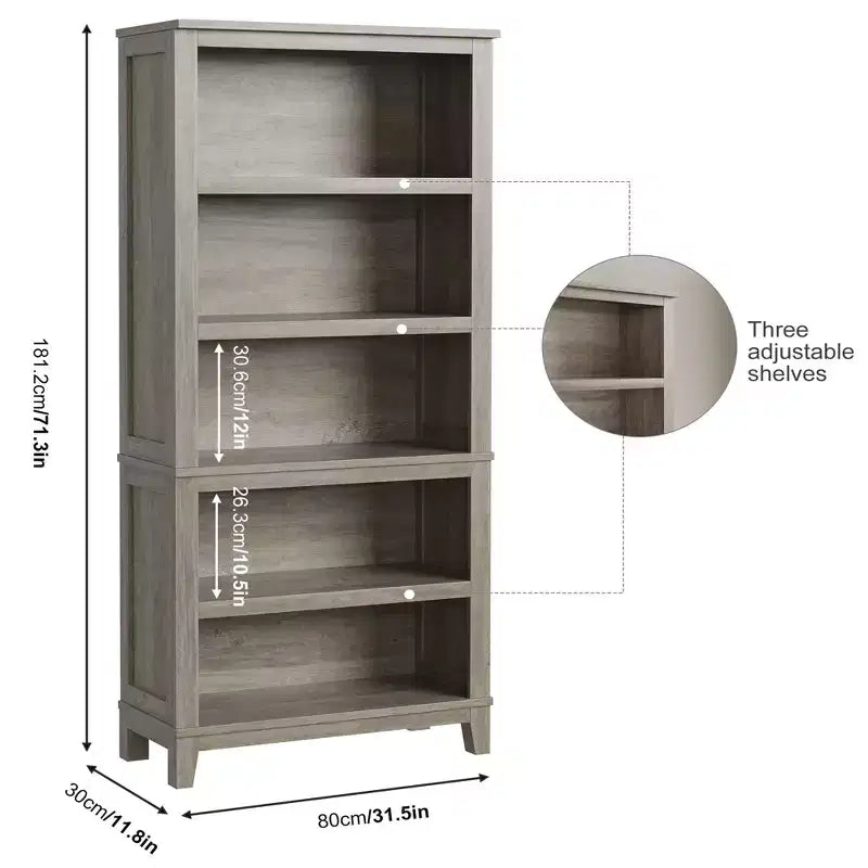 COZONY Set di 2 Librerie a 5 Ripiani - Libreria Stretta Alta 180cm con Ripiani Regolabili e Gambe in Legno, per Soggiorno, Ufficio, Camera da Letto