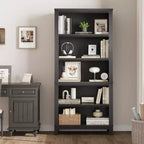 COZONY 5-Tier Bookcase Set of 2 - 71 Tall Narrow Bookshelf with Adjustable Shelves & Wooden Legs, for Living Room, Office, Bedroom