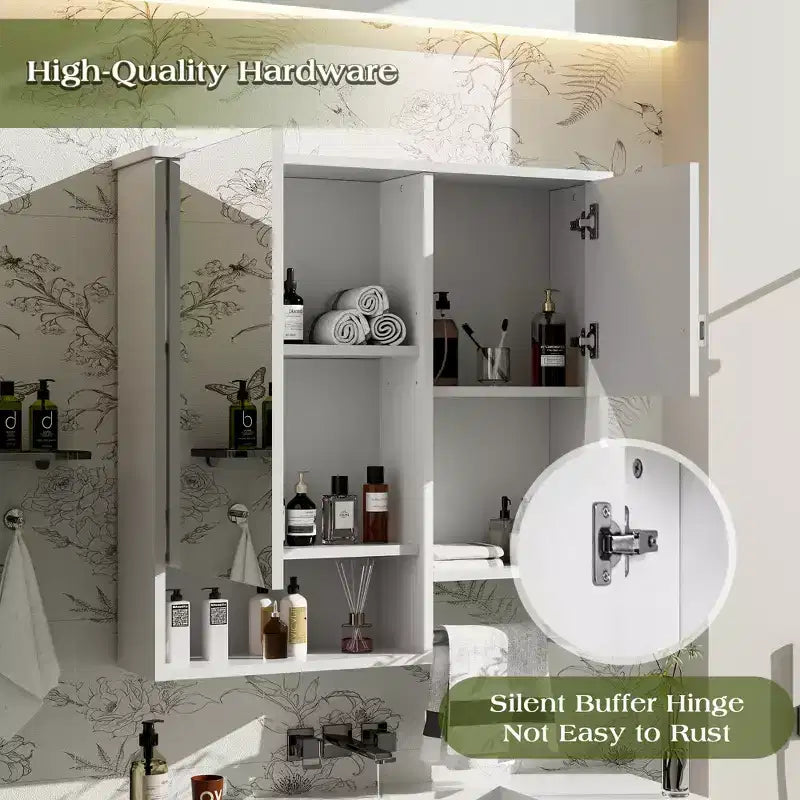 Mobiletto da bagno a muro da 29 pollici, Mobiletto pensile con specchio e portasciugamani, Mobiletto salvaspazio sopra il WC per bagno