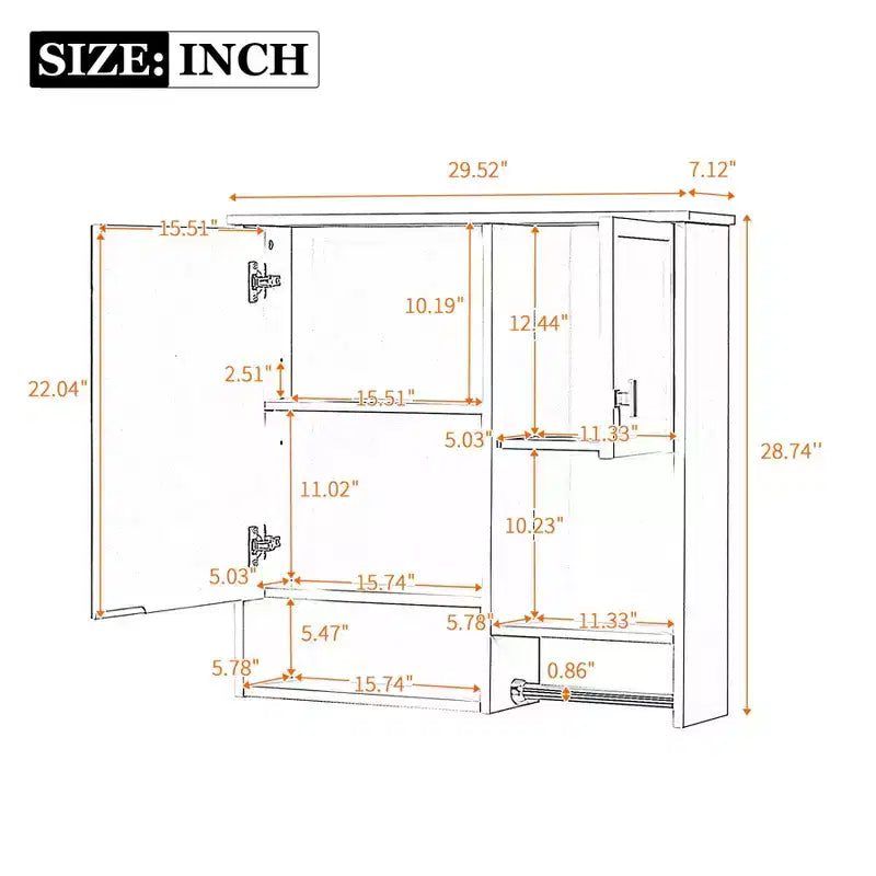Mobiletto da bagno a muro da 29 pollici, Mobiletto pensile con specchio e portasciugamani, Mobiletto salvaspazio sopra il WC per bagno
