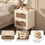 Comodino in Rattan, Tavolino in Legno, Tavolino con 2 Cassetti Decorati in Finto Rattan, Comodino, Tavolino in Legno con Contenitore per Soggiorno