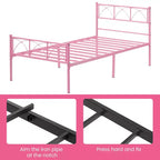 Metal Platform Bed Frame with Headboard and Footboard  Heavy Duty Steel Slats, No Box Spring Needed