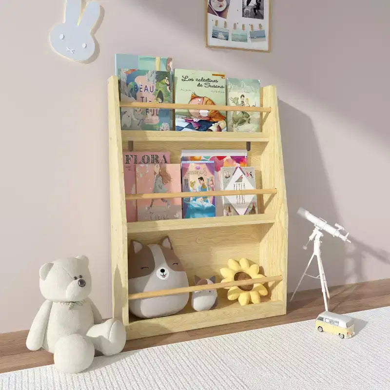 Libreria per bambini a 3 ripiani, porta libri per bambini, aiuta a mantenere in ordine camere da letto, sale giochi e aule, naturale