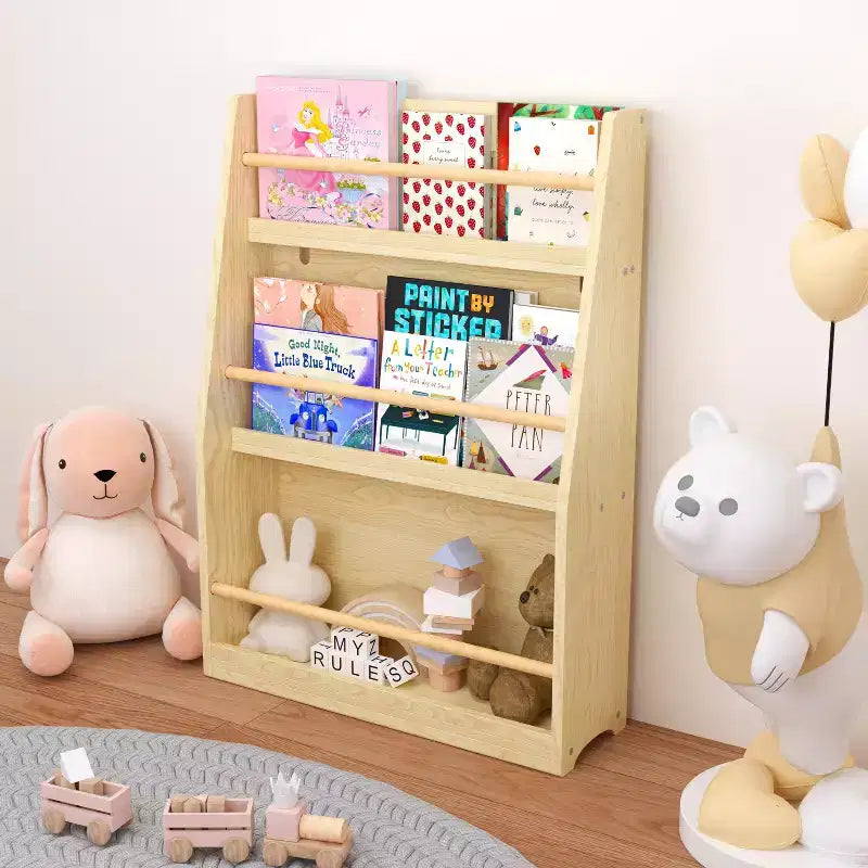 Libreria per bambini a 3 ripiani, porta libri per bambini, aiuta a mantenere in ordine camere da letto, sale giochi e aule, naturale