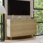 Cassettiera a 6 cassetti, Cassettiera larga 120 cm, Cassettiera rustica in legno con cassetti grandi e maniglie a barra, Organizzatore di cassetti per il soggiorno