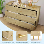Cassettiera a 6 cassetti, Cassettiera larga 120 cm, Cassettiera rustica in legno con cassetti grandi e maniglie a barra, Organizzatore di cassetti per il soggiorno