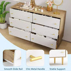 Cassettiera a 6 cassetti, Cassettiera larga 120 cm, Cassettiera rustica in legno con cassetti grandi e maniglie a barra, Organizzatore di cassetti per il soggiorno