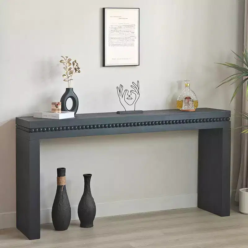 TUYOHW Tavolo Consolle Moderno, Elegante Tavolo da Ingresso con Bordo Decorativo Perlinato, Tavolo da Corridoio per Soggiorno, Ingresso