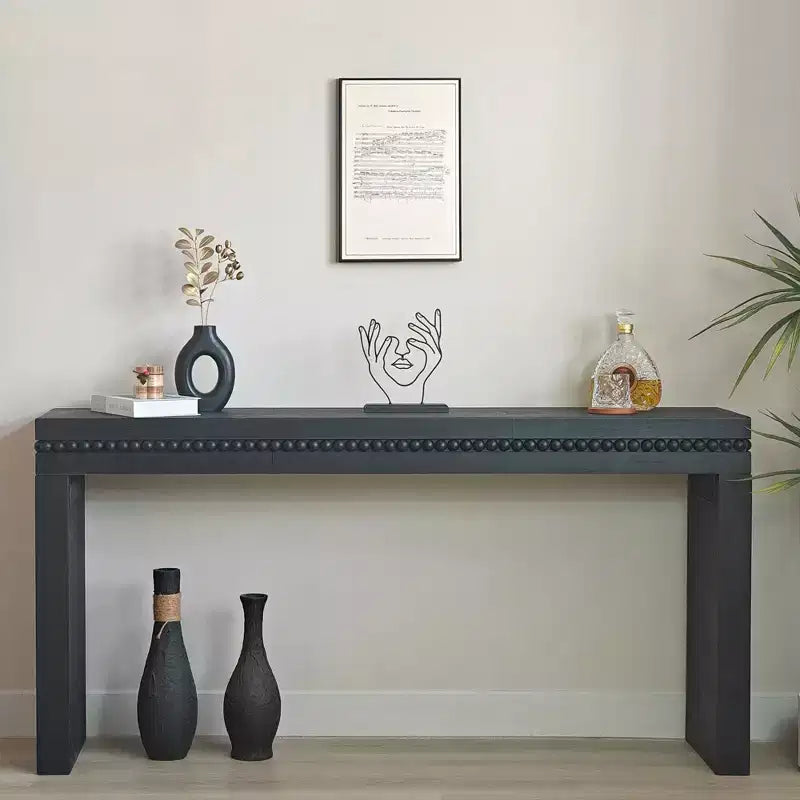 TUYOHW Modern Console Table, Elegant Entryway Table with Decorative Beaded Trim, Hallway Table for Living Room, Entryway