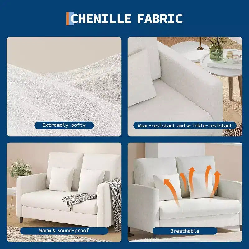 Acekool Divanetto a 2 posti piccolo 52, divano rivestito in ciniglia con seduta profonda e braccioli imbottiti per soggiorno camera da letto
