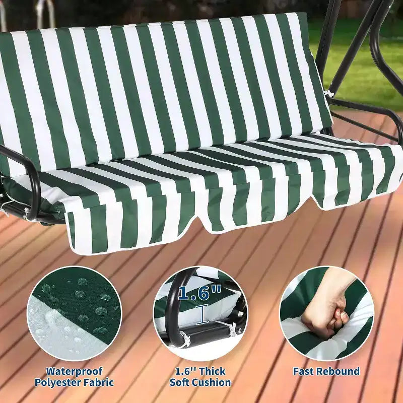 Dondolo da Esterno a 3 Posti GustoWave Resistente alle Intemperie con Tettuccio Regolabile, Cuscini Spessi e Struttura in Acciaio, per Patio/Giardino/Portico