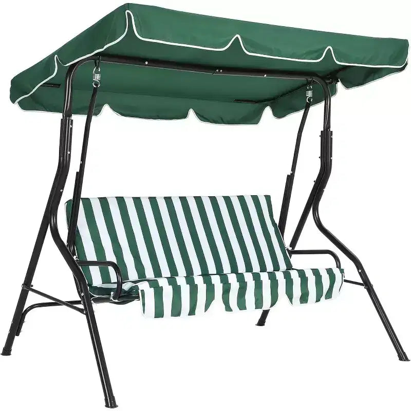 Dondolo da Esterno a 3 Posti GustoWave Resistente alle Intemperie con Tettuccio Regolabile, Cuscini Spessi e Struttura in Acciaio, per Patio/Giardino/Portico