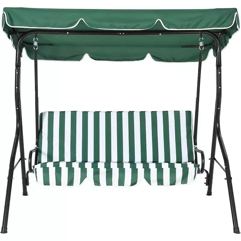 Dondolo da Esterno a 3 Posti GustoWave Resistente alle Intemperie con Tettuccio Regolabile, Cuscini Spessi e Struttura in Acciaio, per Patio/Giardino/Portico