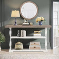Lantine 55-Inch Farmhouse Console Table, Long Sofa Table with 3-Tier Storage Shelves for Hallway, Entrance, Living Room, Foyer, Grey & White