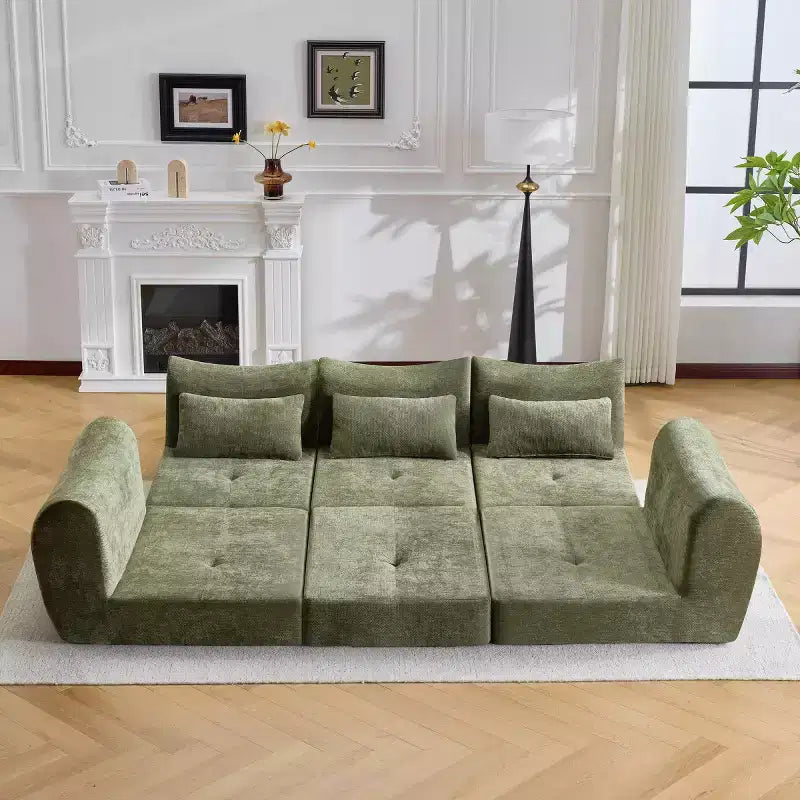 Divano Sezionale Modulare Moderno, Divano Letto Pieghevole Convertibile, Divano Comprimibile in Morbida ciniglia per Soggiorno, Camera da Letto-Panipeachy