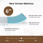 EHMKNP Materasso 6 pollici per letto singolo/piazza e mezza, per adulti e ragazzi, in memory foam rinfrescante, con fodera lavabile rimovibile, rigidità media