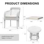 COZONY Salotto da Giardino 3 Pezzi per Esterni, Mobili in Rattan con Cuscini e Tavolino in Vetro