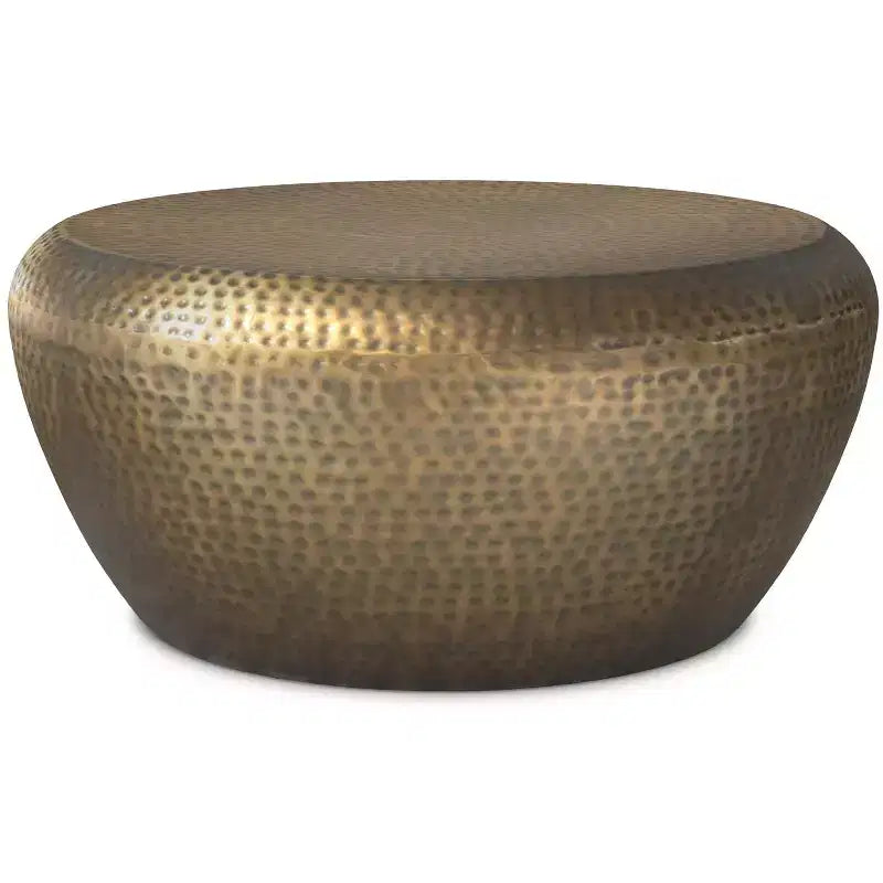Lerner 36 inch Wide Modern Industrial Coffee Table in Antique Gold Iron, Assembled