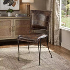 HomeRoots Sedia laterale patchwork in ecopelle marrone da 16