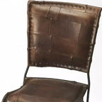 HomeRoots Sedia laterale patchwork in ecopelle marrone da 16