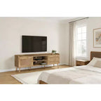 JVNOXK 72-inch Multimedia Entertainment Center, suitable for TVs under 80 inches, featuring 1 storage cabinet and 2 drawers, walnut