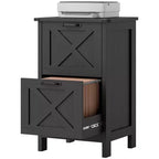 HOMCOM Mobiletto Classificatore Verticale a 2 Cassetti con Guide Silenziose, Armadietto Rustico con Ante a Scorrimento per Documenti A4/Letter, Porta Stampante